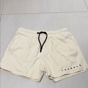 YoungLA Off-White Shorts with Black Accent